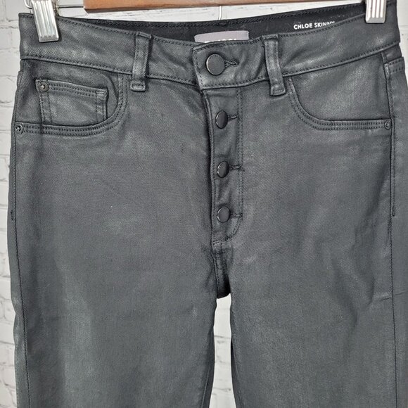 DL1961 Black Coated Chloe Skinny High Rise DL Ultimate Skinny Pants 14 (24x28) - Picture 5 of 15